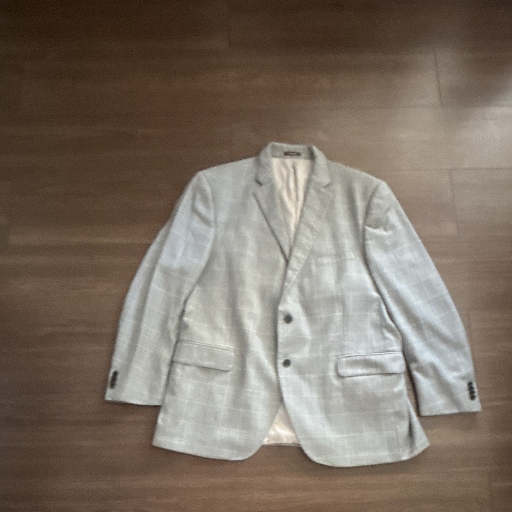 Peter Millar Men's 46R Blazer Sport Coat Light Grey Glen Plaid 100% Wool Canada